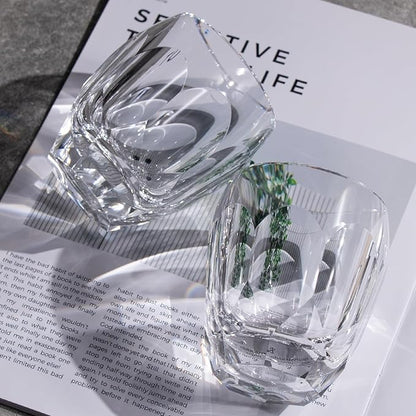 KAMMAK Crystal Whiskey Glasses Set of 2, Luxury 7.44oz Old Fashioned Glasses Stemless, Handcrafted Cocktail Glasses, Hand Blown Scotch Cup for Women, Men Gift for Bourbon Barware, Home Bar