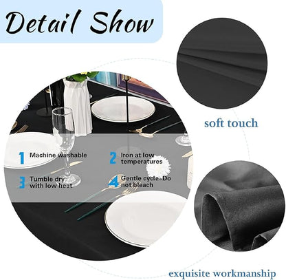 6 Pack Black Table Cloth Rectangle Table 60 x 126 Inch Tablecloths for 6 Foot Rectangle Tables. Stain and Winkle Resistant Polyester Washable Table Cloths for Parties Wedding Dining