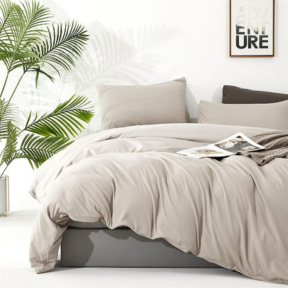 CLOTHKNOW Light Khaki Twin/Twin XL Comforter Set 3Pcs Beige Coffee Bedding Comforter Sets All Season Oatmeal Comforter Soft Beige Comforter with 2 x Pillow Cases