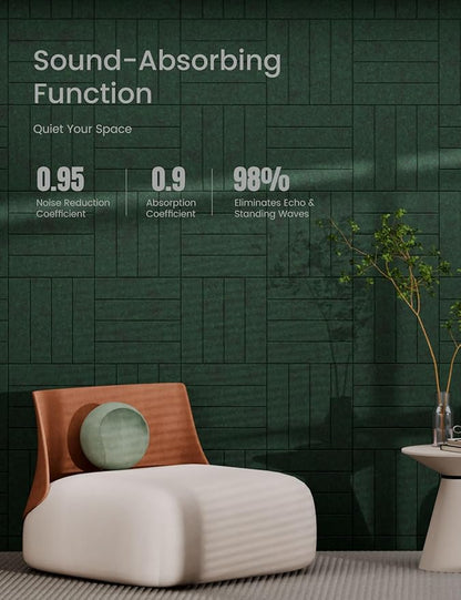 Bumusty Large Cork Board Alternative-36 x24 Felt Bulletin Board Tiles, with 30 Pushpins, 40 Adhesive Tabs, 6-Pack Slat Wall Paneling, Cork Boards for Office Push Pin Board Felt Board-Aurora Green