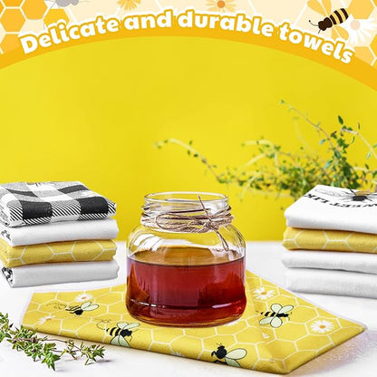 Oudain Bee Kitchen Towels Set of 6 15.8x23.6 Dish Towels Farmhouse Holiday Tabletop Decor Honey Bee