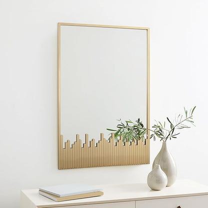 LuxenHome Metal Wall Mirror, Cityscape Gold Metal Frame Rectangular Mirror Decorative for Living Room, Bedroom, Bathroom, Entryway, Vanity Mirror (32 x 22 inch)