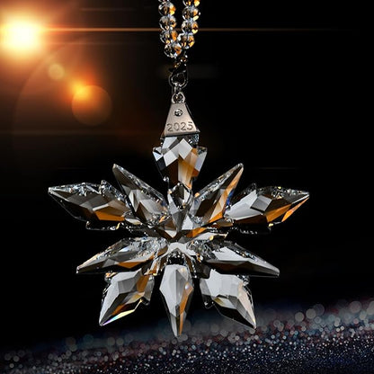 2025 Annual Edition Crystal Snowflake Christmas Ornament,Iridescent Holiday Tree Keepsake, Window Suncatcher,Winter Decor Gift (2025 Clear)