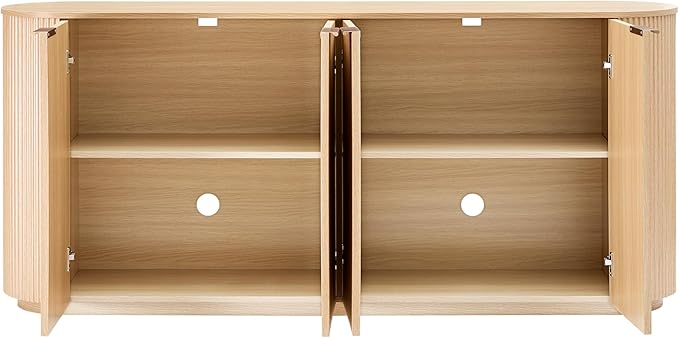 CHITA 70" Sideboard Buffet Cabinet with Storage, Living Room Accent Cabinet with Doors and Adjustable Shelves, for Bar, Kitchen, Oak