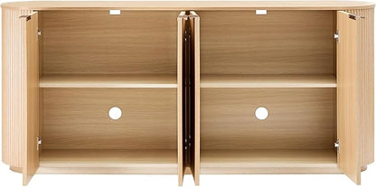 CHITA 70" Sideboard Buffet Cabinet with Storage, Living Room Accent Cabinet with Doors and Adjustable Shelves, for Bar, Kitchen, Oak