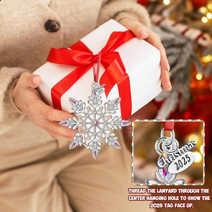Christmas Snowflake Ornaments 2025 Decorations for Christmas Tree, Metal Hanging Rhinestones Ornament Decor, Glitter Crafts Snowflake Decorations Indoor Xmas Gifts for Holidays Winter Annual Keepsake