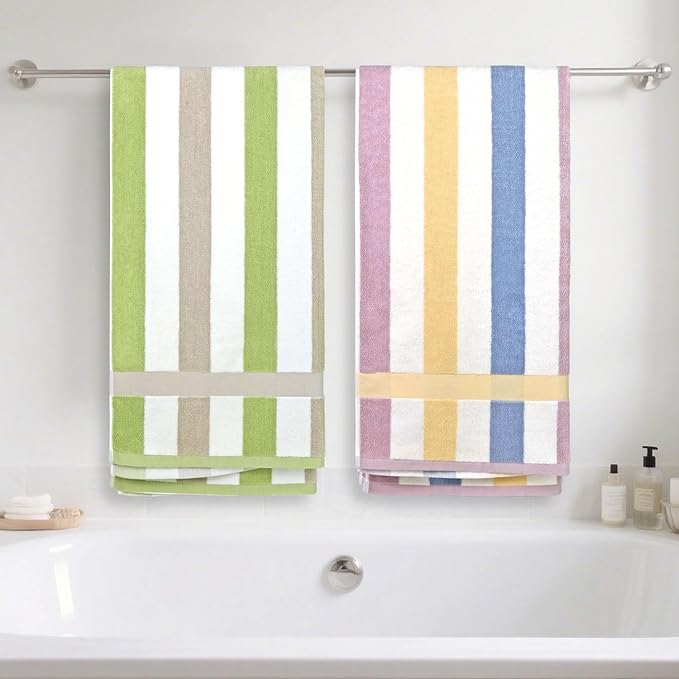 Jacquotha Stripe Shower Towels 2 Pack, Super Absorbent Quick Dry Bathroom Towels for Daily Use, Large Bath Towels