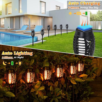10Pack Solar Lights Outdoor, Solar Torch Lights Outdoor Flickering Flame for Christmas Decorations, Waterproof Garden Light Solar Powered , Torches Flame Light for Outside Yard Patio Lawn Garden Decor