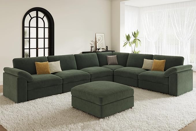 EASE MOOSE Oversized Sectional Modular Sofa,Large U Shape Sectional Couch Wide Deep Seat Modular Cloud Couch,Removable Cover