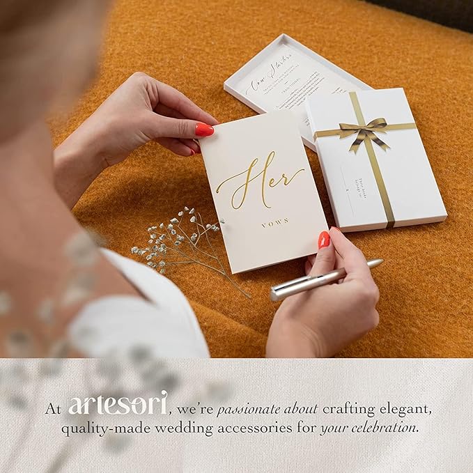 ARTESORI Premium Wedding Vow Book for Her & Him, Soft Touch, Gold Foil, 28 Lined Pages, Wedding Vow Books His and Hers, Wedding Essentials, Wedding Registry Ideas, His and Hers Gifts [White & Navy]