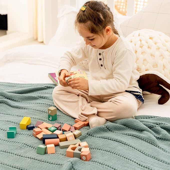 RECYCO Cable Knit Blue Throw Blanket Twin Size, Super Soft Warm Cozy Decorative Knitted Throw Blanket 3.6LB for Bed, Chair Large 60"x80"