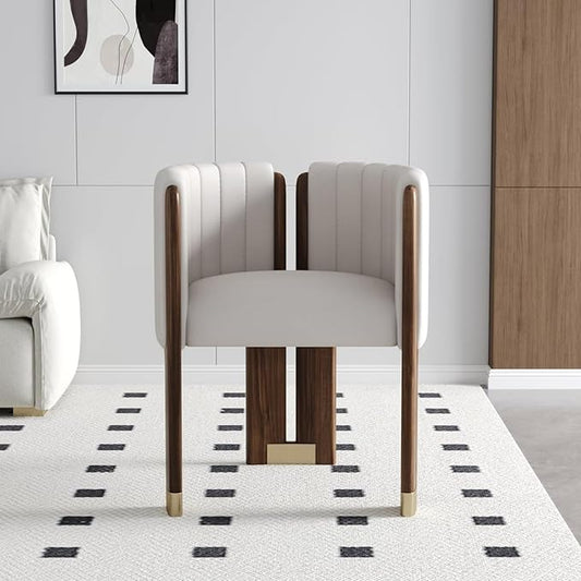 Velvet Fluted Accent Chair for Living Room with Wood Frame, High Resilience Foam, Elegant Modern Armchair (White)