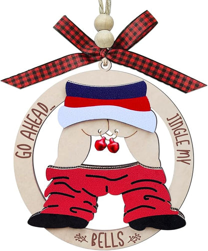 Funny Christmas Ornaments 2025, Exchange Funny Ornaments for Adults, Naughty Ugly Christmas Tree Ornaments Wooden, Inappropriate Dirty Santa Ornament - Unique Christmas Ornaments