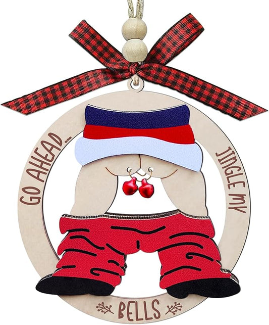 Funny Christmas Ornaments 2025, Exchange Funny Ornaments for Adults, Naughty Ugly Christmas Tree Ornaments Wooden, Inappropriate Dirty Santa Ornament - Unique Christmas Ornaments