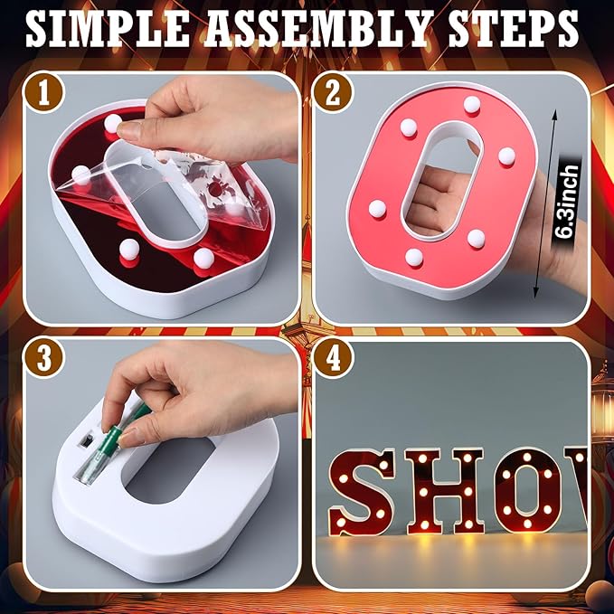 Show Light up Letters Sign Party Decorations Battery Powered Marquee Lighted Sign LED Alphabet Letter Lights for Night Party Tabletop Decor Supplies