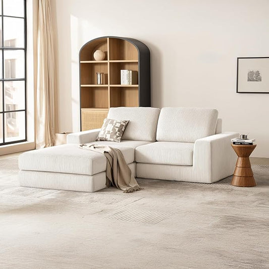 80.31‘’ Boneless Couch Cloud Modular Sectional Couches for Living Room, Modern Oversize L-Shape Sofa with Deep Seat, Modular Loveseat with Ottoman, No Assembly Required