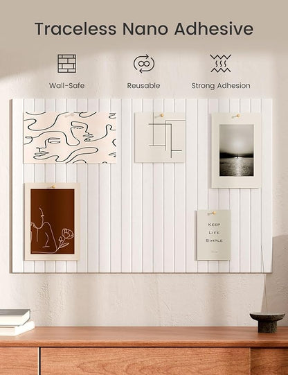 Bumusty Large Cork Board Alternative-36 x24 Felt Bulletin Board Tiles, with 30 Pushpins, 40 Adhesive Tabs, 6-Pack Slat Wall Paneling, Cork Boards for Office Push Pin Board Felt Board-Milky White