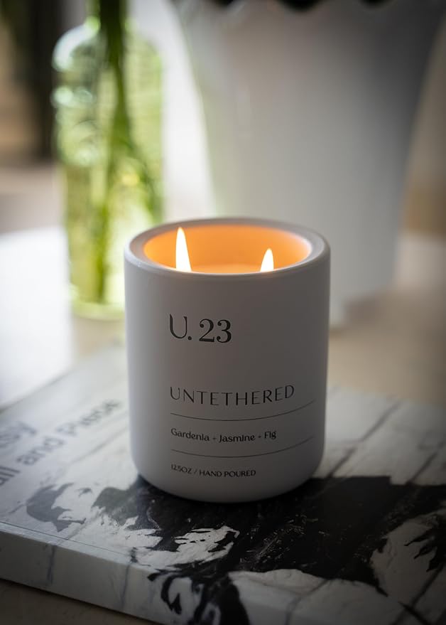 U.23 Luxury Scented Candle – Gardenia, Jasmine & Fig | Hand-Poured in USA with 100% Natural Coconut & Apricot Wax | Double Wick, Long-Lasting Aromatherapy Candle for Home, Gift & Relaxation (12.5 oz)