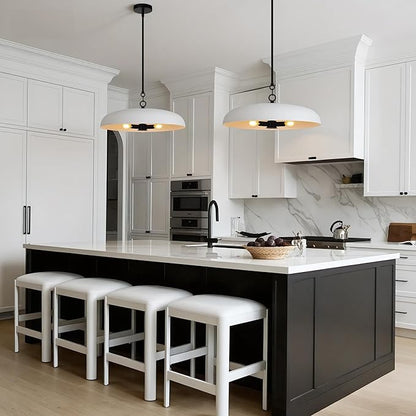 LamQee 20 Inch Oversized Large Pendant Lights, 3-Lights Textured White Modern Dome Chandelier, Rustic Metal Pendant Lighting Fixture Ceiling Hanging for Kitchen Island, Dining Room Over Table, Bar