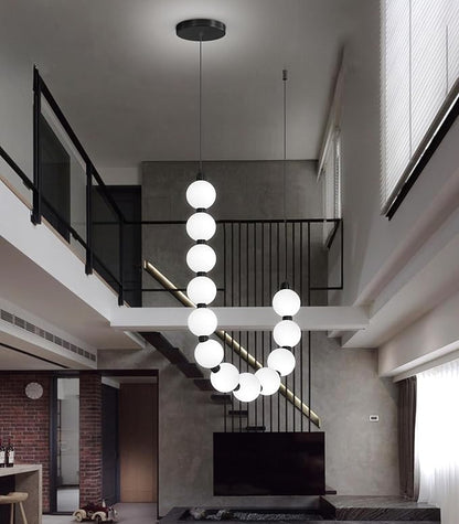 Modern Chandeliers LED Dimmable Light Acrylic Balls Ceiling Pendant Lighting for Living Room Dining Room Bedroom Adjustable Hanging Lights 25 Watts Black Lamp