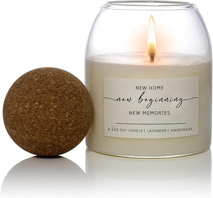 House Warming Gifts New Home，Housewarming New Home Gift Ideas for Women Men Neighbor | Soy Wax, Long-Lasting 60-Hours, Lavender (Housewarming Candle)