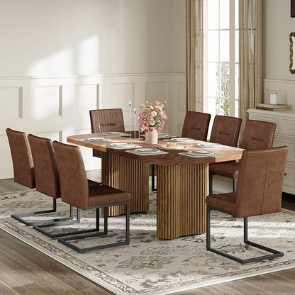 Dining Table Set for 8 - Large 78.7" Rectangular Kitchen Table Set for 8 with Cushioned Chairs,Modern Mid-Century Wood Dining Room Table for 8 Ideal for Kitchen & Gatherings