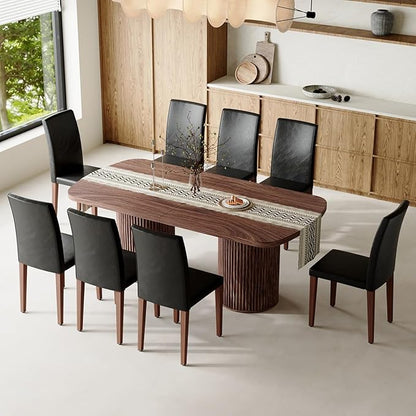 79" Dining Table Set for 8,Large Rectangular Dining Table Set for 8 with Cushioned Chairs,Modern Mid-Century Wood Dining Room Table Set for 8,Ideal for Dining & Gatherings (Walnut)