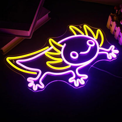 Lucunstar Axolotl Neon Sign,Anime Neon Sign,Neon Signs for Wall Decor,Man Cave Decor for Men,Neon Light for Wall,Anime Kawaii Led Decor,USB Powered Led Neon Signs for Home Wall Decor,Boys Room