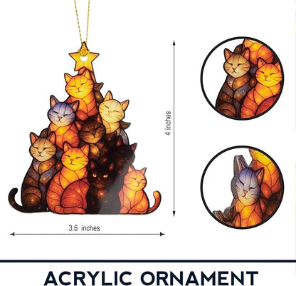 Funny Christmas Cat ornaments 2025 - Cat christmas ornament - Cat ornaments for christmas tree - Gray Orange Tuxedo cat for christmas decor - Funny Christmas ornaments 2025 - Christmas Decoration