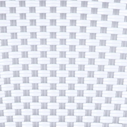 Martha Stewart Lily Pond 31” Round Indoor Outdoor Bistro Dining Table with Aluminum Frame in Gray Woodgrain and Rattan Top in White/Gray with Tempered Glass Top