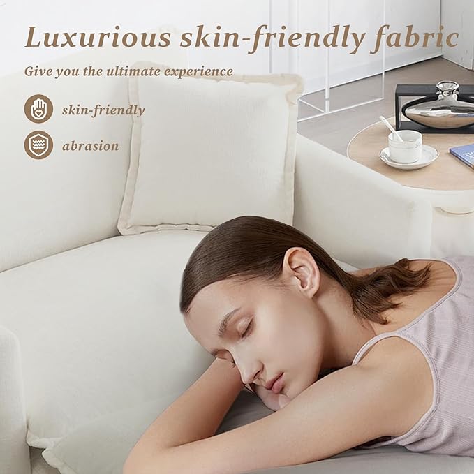 SoarFlash Chenille Sectional Sofa, Comfy Modular Single Sofa with Ottoman, Modern Recliner Deep Seat Sofa Set for Living Room,White