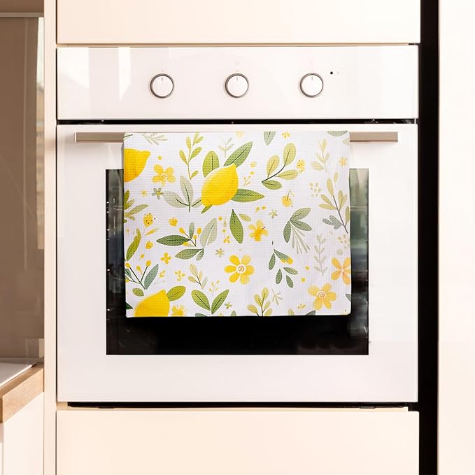 Eunzel Kitchen Tea Towel Quick Dry Microfiber Dish Towels 18x30 Lemon