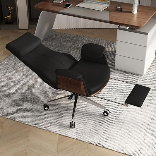 homary Modern Home Executive Office Chair, High Back Adjustable Swivel Chair Faux Leather Ergonomic Task Chair with Adjustable Height & Rolling Base, Black