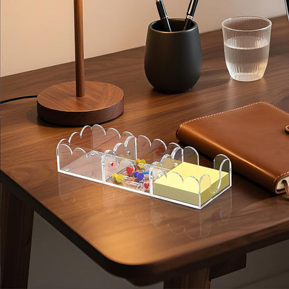 YAGELI Magnetic 3-in-1 Acrylic Sticky Note Holder Dispenser | Modern Desktop Organizer for 3x3 Post It Notes & Memo Pads with Non-Slip Base | for Productive Workspace at Office, Home or School | Clear