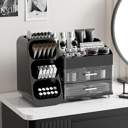 Makeup Organizer with Drawers for Vanity,Spacious Cosmetic Display Case,Perfect Storage Solution for Your Beauty Essential (Black)