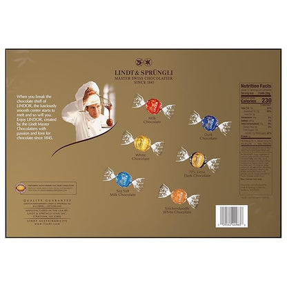 Lindt LINDOR Holiday Deluxe Assorted Chocolate Candy Truffles Gift Box, 15.2 oz.