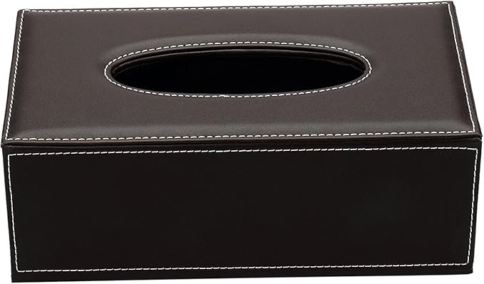 KINGFOM 3PCS/SET Desk Organizer Sets Leatherette Office Accessories Supplies Including Tissue Holder,Pencil Holder and Business Name Cards Stand Brown