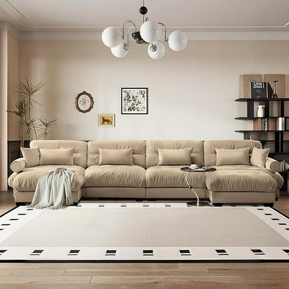 SoarFlash 166" Sectional Sofa Couch, U Shaped Modern Modular Sofa with Solid Wood Legs, Couches Sofas for Living Room Apartment, Comfortable Couches, Brown