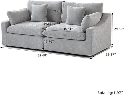 WJShome Cloud Couch Modular Sectional Sofa,82.68" Oversized LoveSofa, Down Filled Convertible Wide Seater for Living Room Set, Covers Washable&Replaceable,Grey