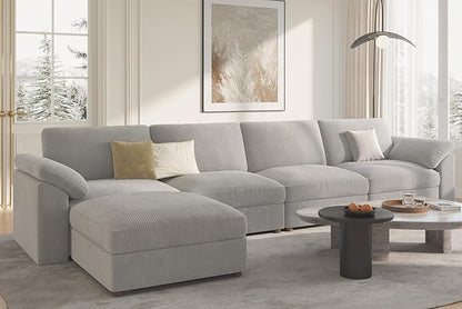 EASE MOOSE Oversized Sectional Modular Sofa with Ottoman,Comfty L Shape Sectional Deep Modular Sofa,Cloud Couch for Living Room,Removable Cover