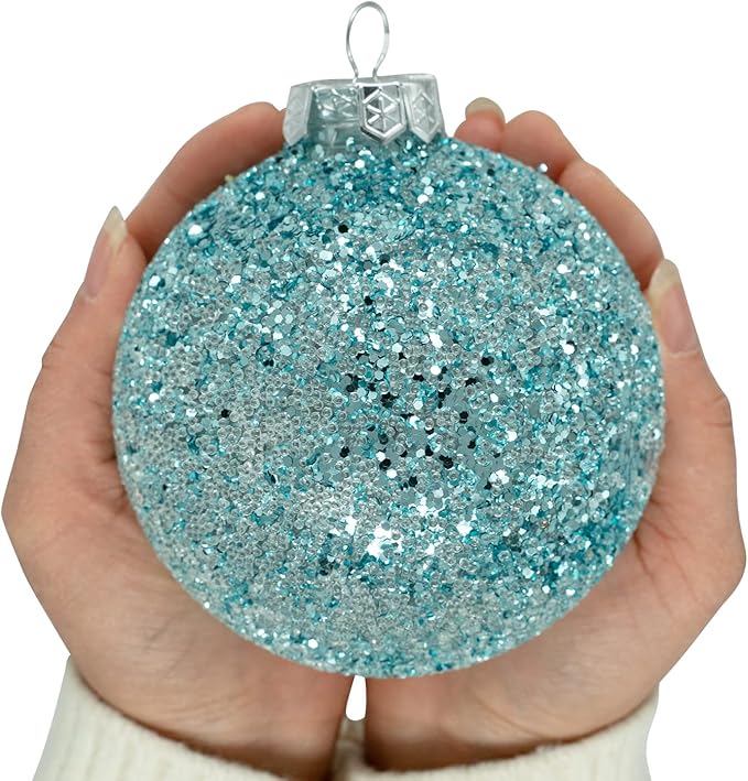 XmasExp Christmas Ball Ornaments Set, Shatterproof Christmastree Decorations,6ct Large Plastic Hanging Ornaments,100mm/4, Blue