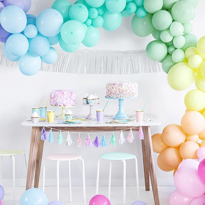 12 Pack 10 Feet Metallic Foil Fringe Garland Tinsel Streamers Banner, White Wall Hanging Tinsel Fringe Banners for Parade Floats, Wedding, Birthday, Christmas, New Year Party Decorations