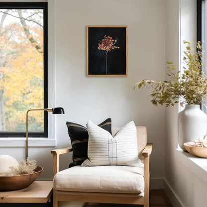 KBKBART Framed Vintage Wall Art Prints, Retro Moody Floral Botanical Canvas Painting Farmhouse Decor, Black Dark Classical Flower Framed Canvas Wall Art for Bathroom, Bedroom, Living Room, Gallery, Vintage Wall Decor(9"x11")