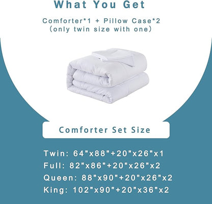 DOWNCOOL King Size Comforter Set -All Season Bedding Comforters Sets with 2 Pillow Cases -3 Pieces Bed Set Down Alternative King Bedding Set -White King Comforter Set(102"x90")