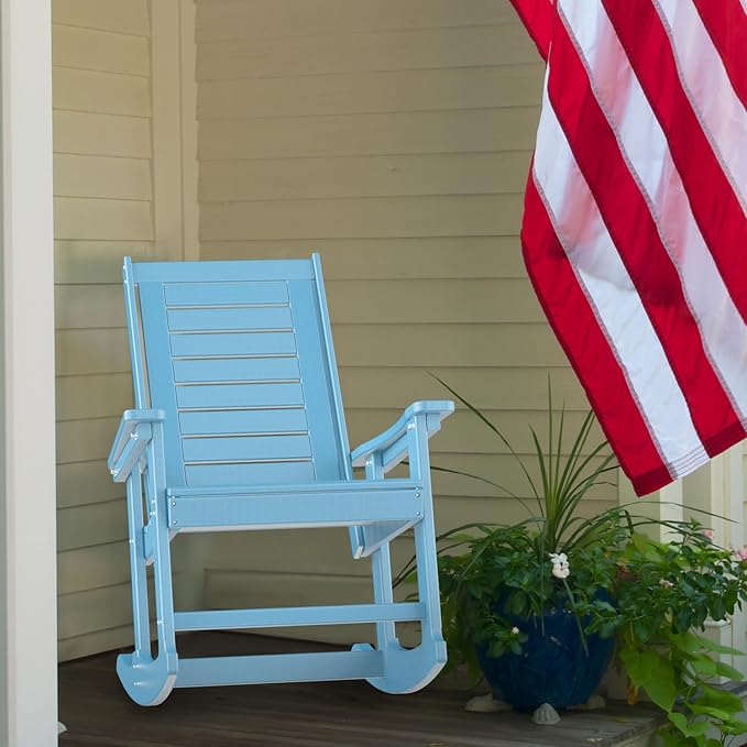 GREENVINES Outdoor Rocking Chairs | Set of 4 | Porch Rocker | HDPE Plastic | Arctic | Oversized Rockers | High Back | Big & Tall | Ladder Back | for Patio Outside Backyard Balcony Garden