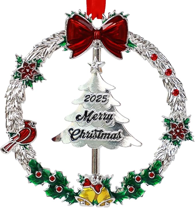 Christmas Ornaments 2025 Keepsake Xmas Tree Decorations with Gift Box Rotation Pendant DIY Hanging Craft Collectibles for Indoor Home Party (Tree)