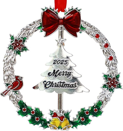 Christmas Ornaments 2025 Keepsake Xmas Tree Decorations with Gift Box Rotation Pendant DIY Hanging Craft Collectibles for Indoor Home Party (Tree)