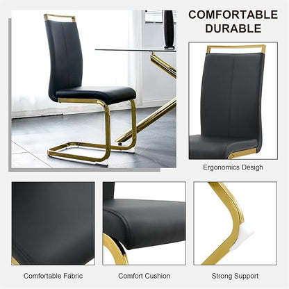 71" Glass Dining Table Set for 8, Dining Table Set for 8, Modern Kitchen Table and 8 Chairs,Tempered Glass Tabletop and MDF Base,Dining Room Table Set for 8