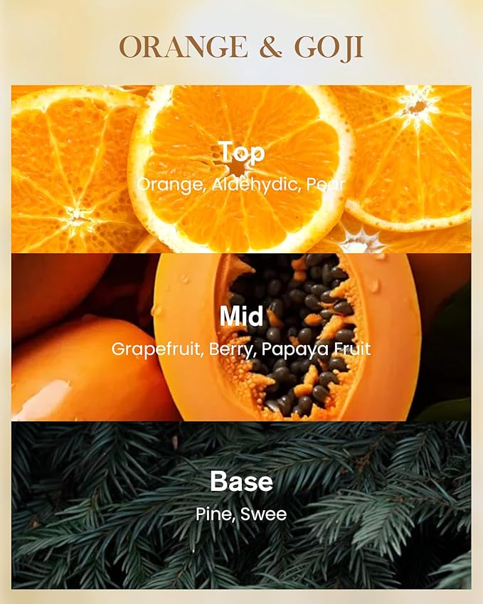 M&SENSE Extra Large Candle Orange Goji Scented, 3-Wick 35oz 150H Long Lasting, Natural Soy Aromatherapy Fall Winter Candle for Stress Relief, Home Fragrance Housewarming Gifts