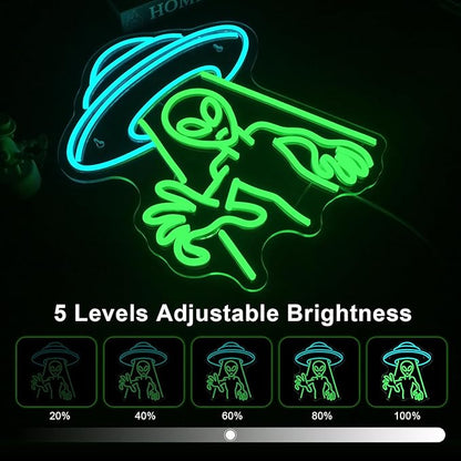 Lucunstar Alien Neon Sign,Green Led Wall Decor,LED Alien Neon Light, Shop Bar Man Cave,Teen Room,Game Room Decor,Hip Hop Party Neon Signs Wall Decor,Party Bedroom